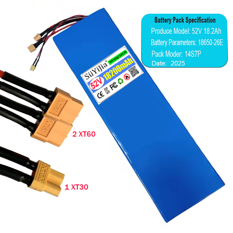 60V 30Ah Electric Scooter Battery - New 14S7P 18650-26E Lithium Battery 52V